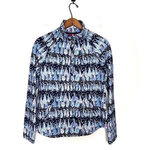 Lilly Pulitzer | Captain Sails & Stripes Quarter Button Pullover Size Small